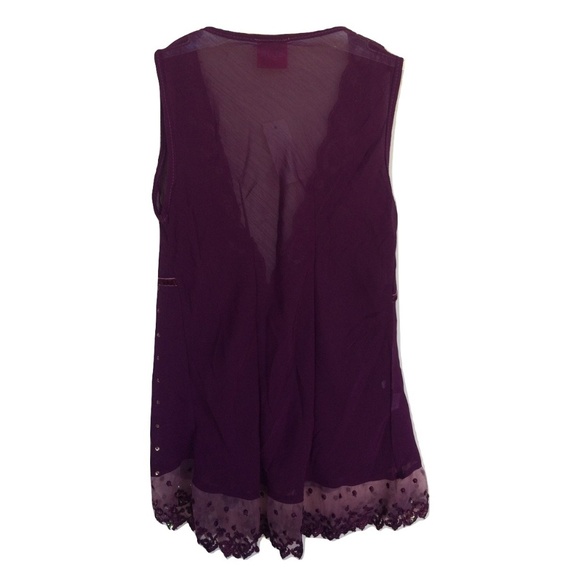 NWT Boon Embellished Lace Trim Purple Tank Top - Picture 3 of 3